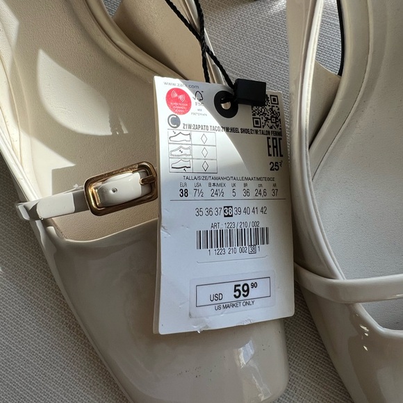 Zara Beige Block Heel Slingbacks - Picture 2 of 3